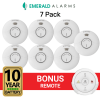 Emerald Wireless Interconnected Photoelectric Smoke Alarm - 7 Pack + Bonus Remote