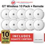 GT Smoke Alarms - Wireless Smoke Alarm 10 Pack with Remote