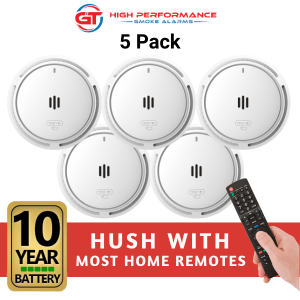 GT High Performance Photoelectric Interconnected Smoke Alarm - 5 Pack