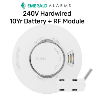 Emerald Photoelectric Smoke Alarm 240V hardwired with 10 Year Lithium Battery and RF Module