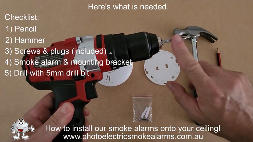Checklist for how to attach a smoke detector onto the ceiling