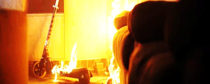 Lithium battery scooter fire - ensure you have photoelectric smoke alarms in charging locations
