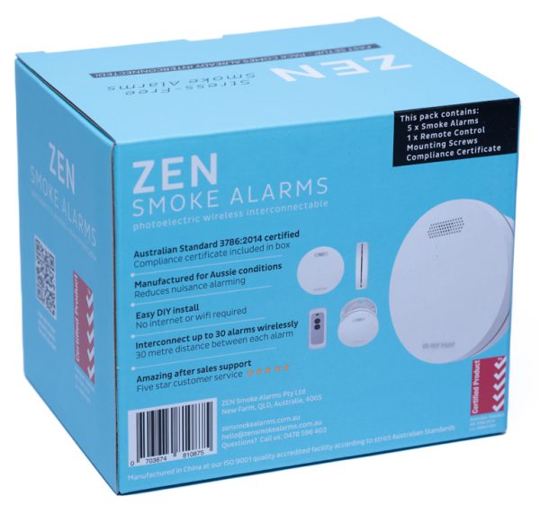 ZEN Photoelectric Smoke Alarm - 5 Pack - Back Box Image