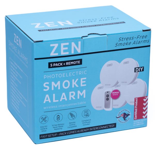 ZEN Photoelectric Smoke Alarm - 5 Pack - Front Box Image