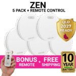 ZEN Smoke Alarms - 5 Pack Bundle with Bonus Remote and 10 Year Battery