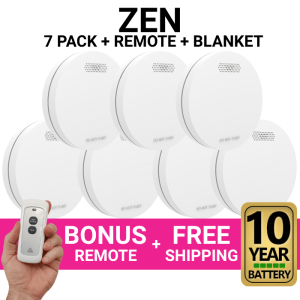 ZEN Smoke Alarms - 7 Pack Bundle with Bonus Remote and 10 Year Battery
