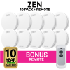 ZEN Photoelectric Smoke Alarm - 10 pack and bonus remote